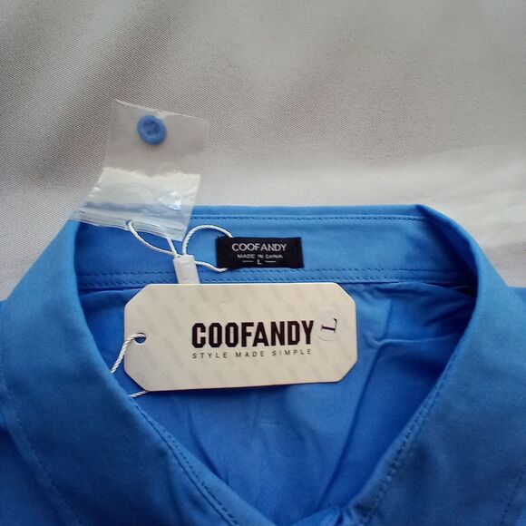 COOFANDY Men's Cotton Dress Shirt Short Sleeve Button Down Size Large - Picture 2 of 7